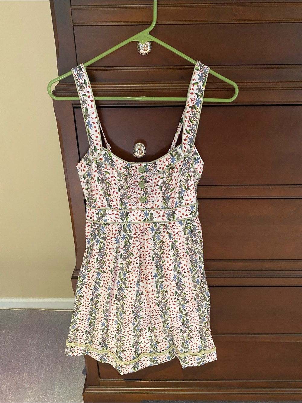 Jessica Simpson Pink Floral Midi Dress with Green Accents